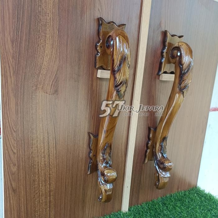 Tarikan Pintu Full Ukir Jepara - Gagang Pintu Rumah Kayu Jati Murah