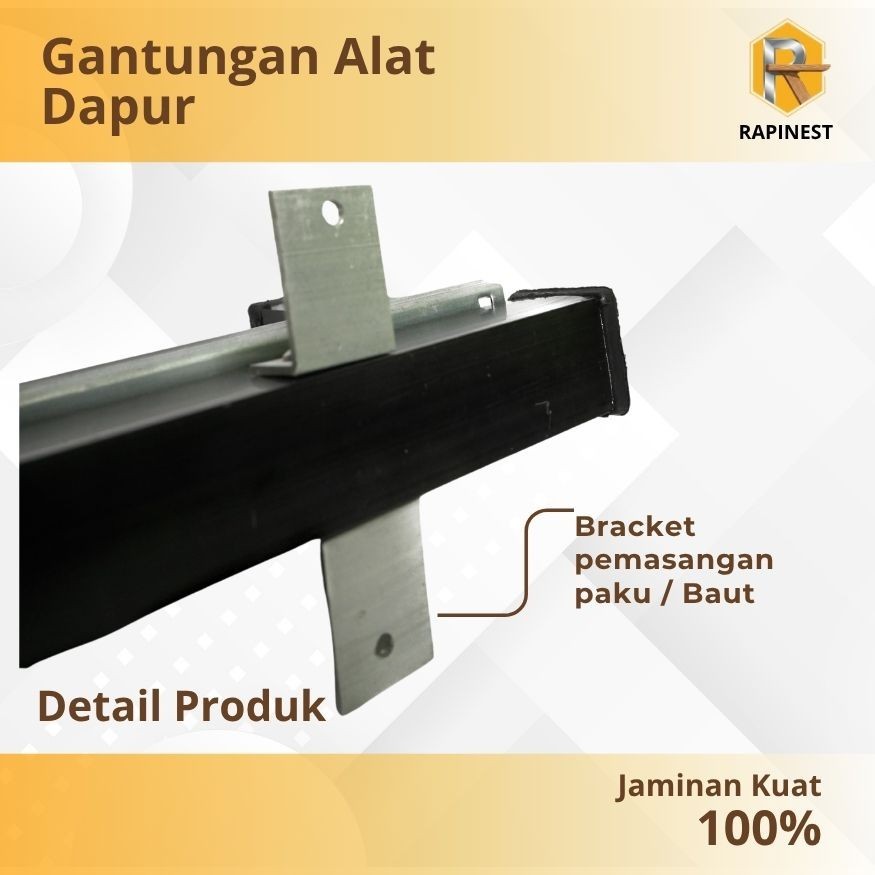 Rel Gantungan Panci Dapur 40cm Tarik Dorong Praktis