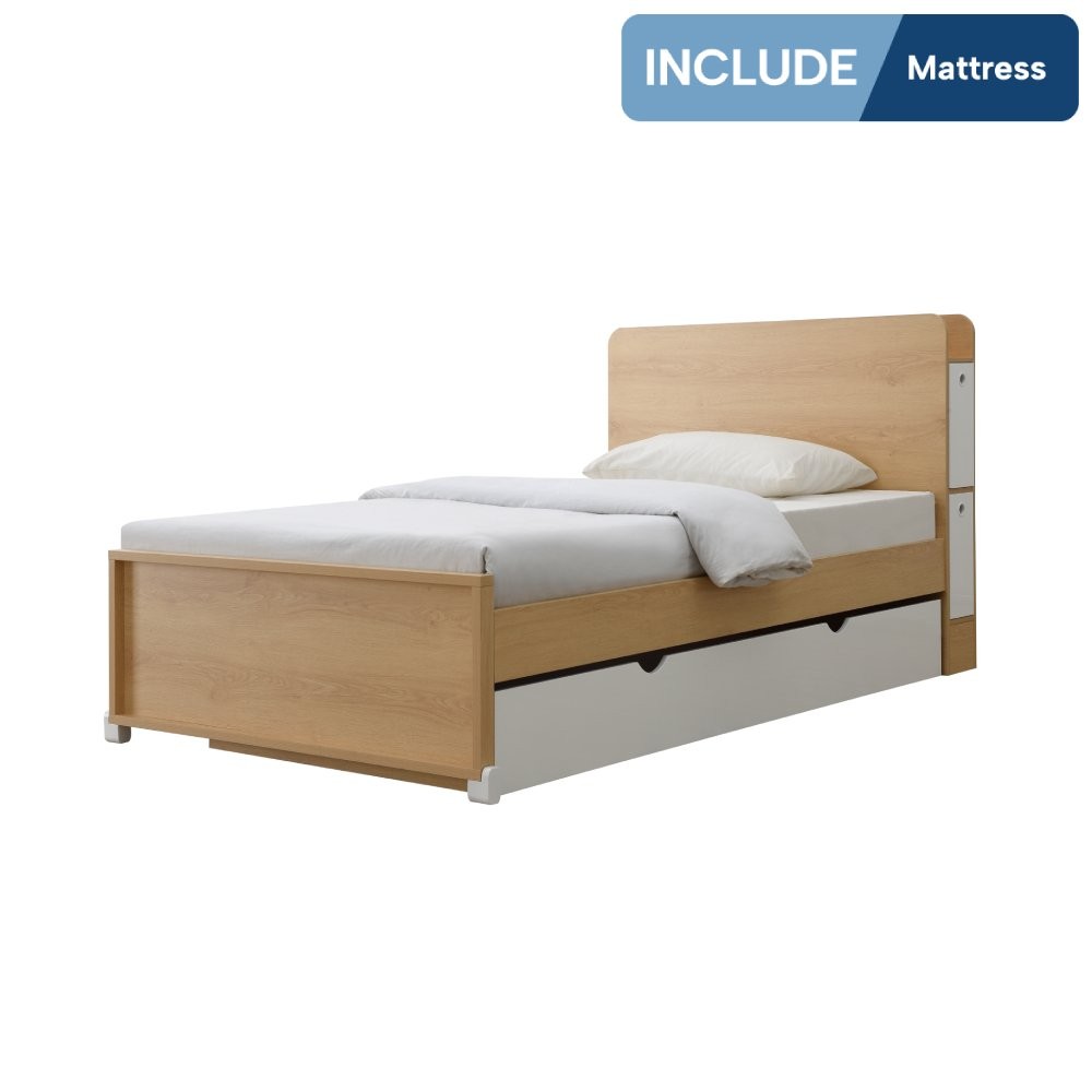 Informa Alea Set Tempat Tidur Sorong Anak - Putih Oak Bed Ranjang Kasur Perabot Tidur Furniture Kama