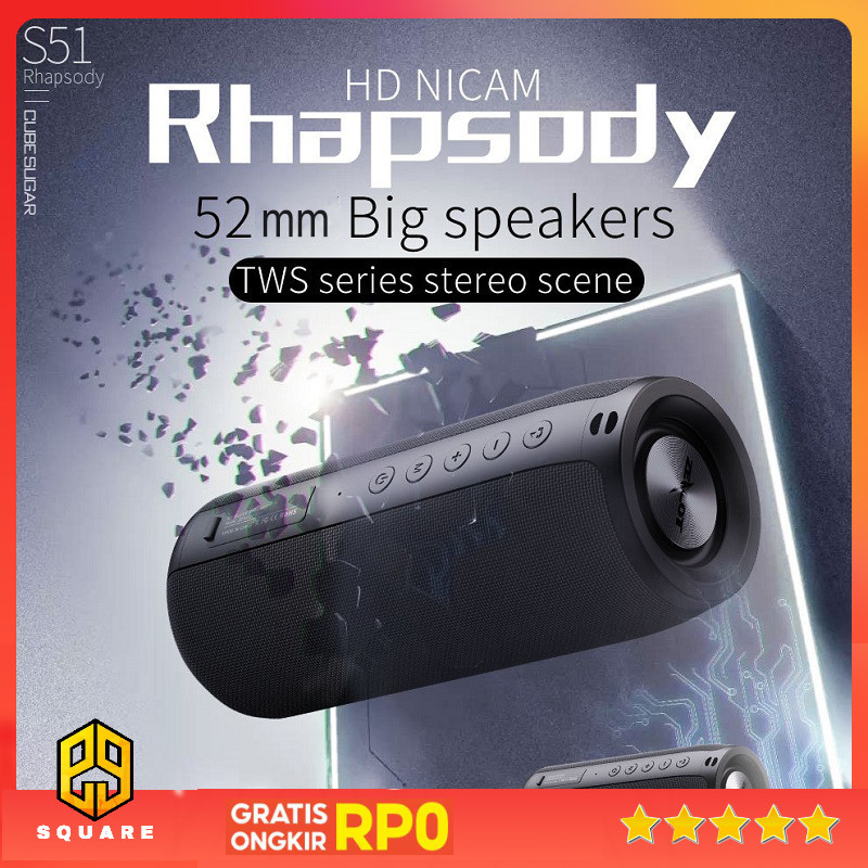 ZEALOT Speaker Portable Bluetooth 5.2 TWS Waterproof IP65 1800mAh - S51 Original 99 Square