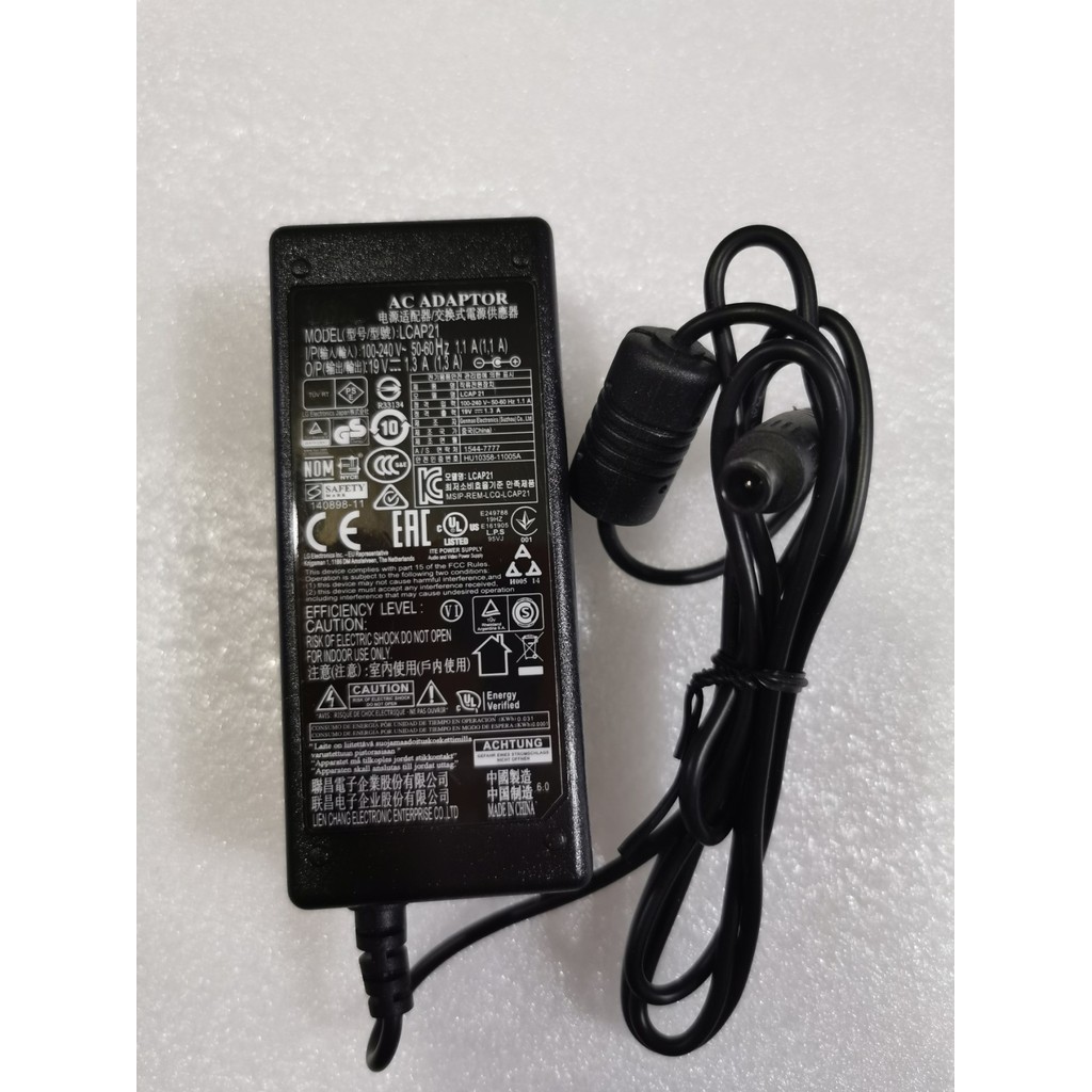 Genuine Cable Charger 24.7W For LG Monitor AC Adapter LCAP21 Power Supply 19V 1.3A