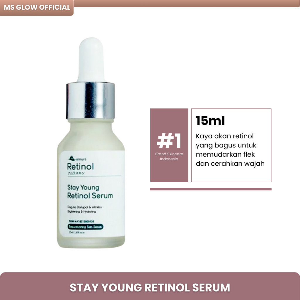 OFFICIAL Amura Stay Young Retinol Serum 15ml Serum Flek Hitam Serum Wajah Glowing Menyamarkan Keruta