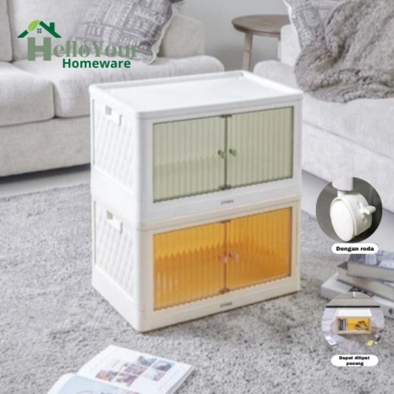 karrinustore - Kotak Box Kontainer Pakaian Buku Mainan Box Kontainer Lemari Susun Lipat 2 Pintu Port
