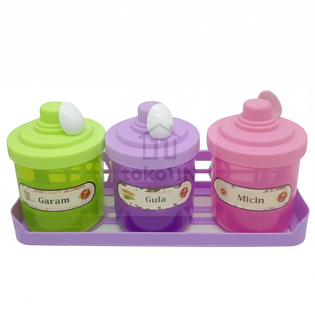 Tempat Bumbu Dapur Helios Set Isi 3 Kitchen Set Rak Wadah Garam Gula Micin