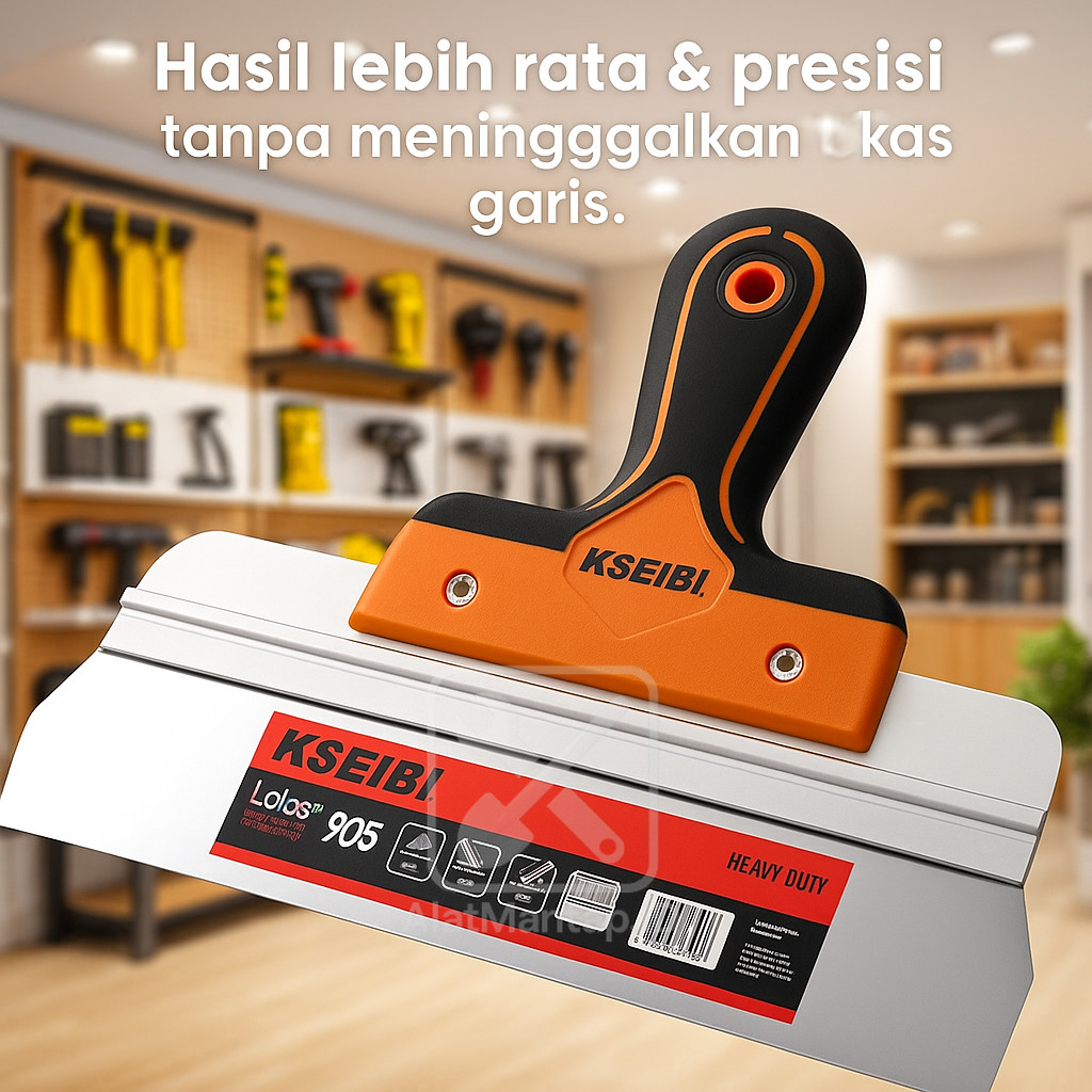 KSEIBI Kape Scrap Lebar 35cm Pisau Plamir Trowel Baja Lentur Untuk Skim Coat Dan Finishing Dinding