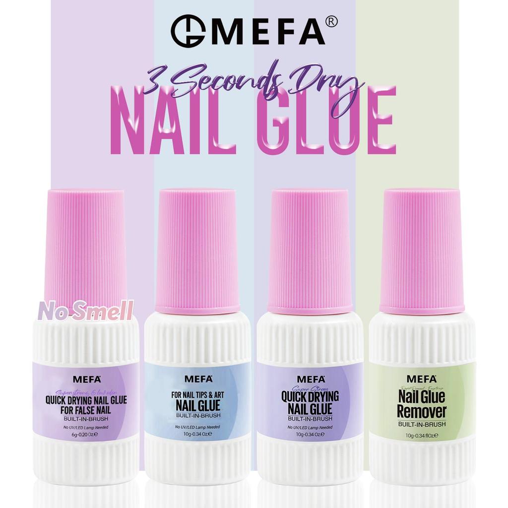Long Lasting+3s Dry 10ml Quick Drying Nail Glue in New Soft Tube for Press On & Acrylic Nails, with 