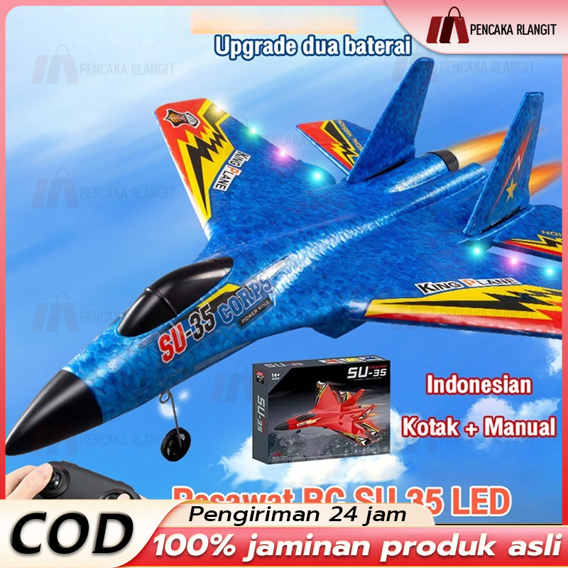 Jojotoy Mainan Pesawat Terbang Remote Control Led Pesawat Glider Airplane Foam SU35 Pesawat Mainan P