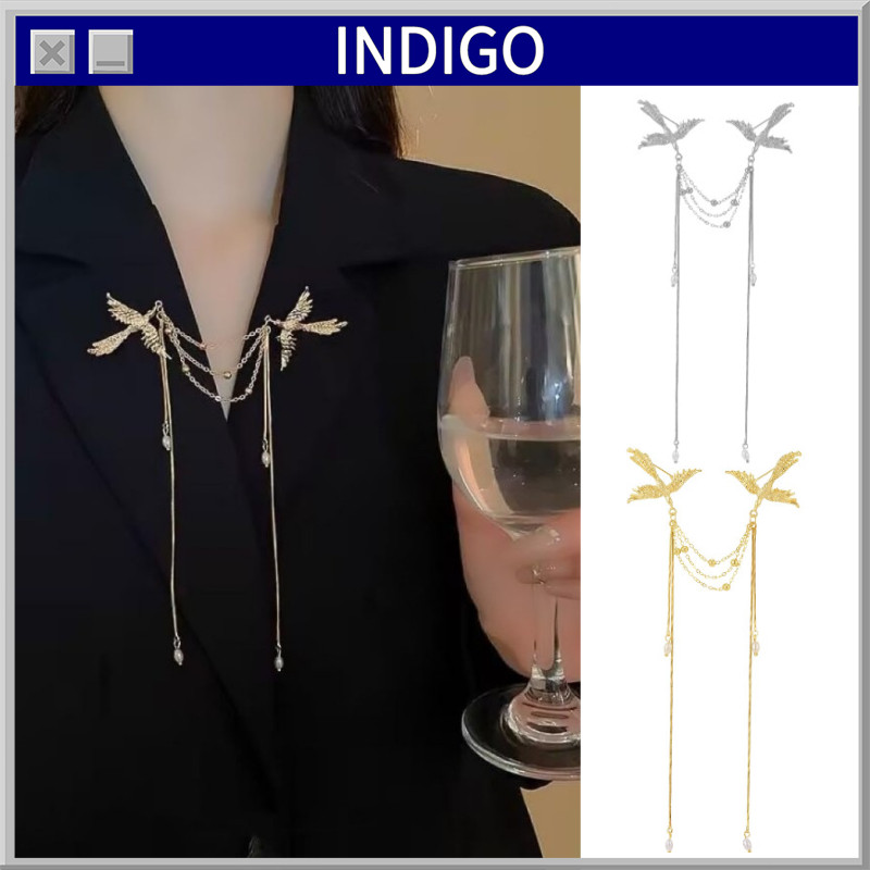 Bros Rumbai Phoenix Aesthetic Dari Logam Dan Mutiara Burung Vintage Phoenix Bros Rumbai Panjang Pin 