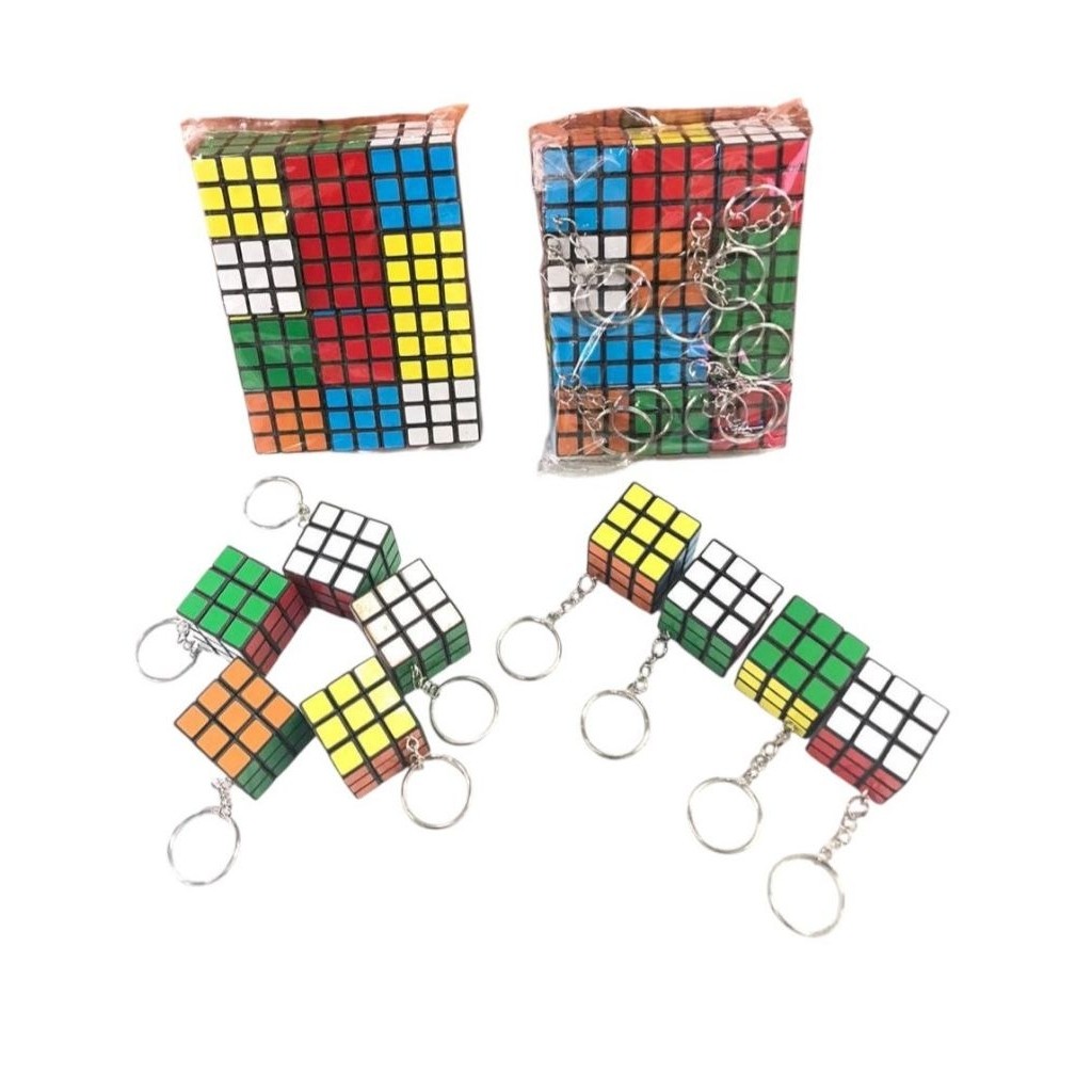 12pcs Gantungan Kunci Rubik Mini 3x3 | Mainan Edukasi Unik & Lucu | Souvenir Ulang Tahun Murah