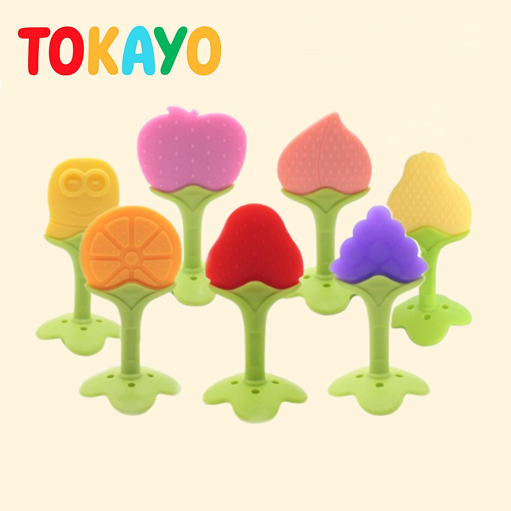 Tokayo Teether Bayi Buah – Gigitan Bayi Silikon Food Grade Aman Digigit – Mainan Gigitan Bayi Bentuk
