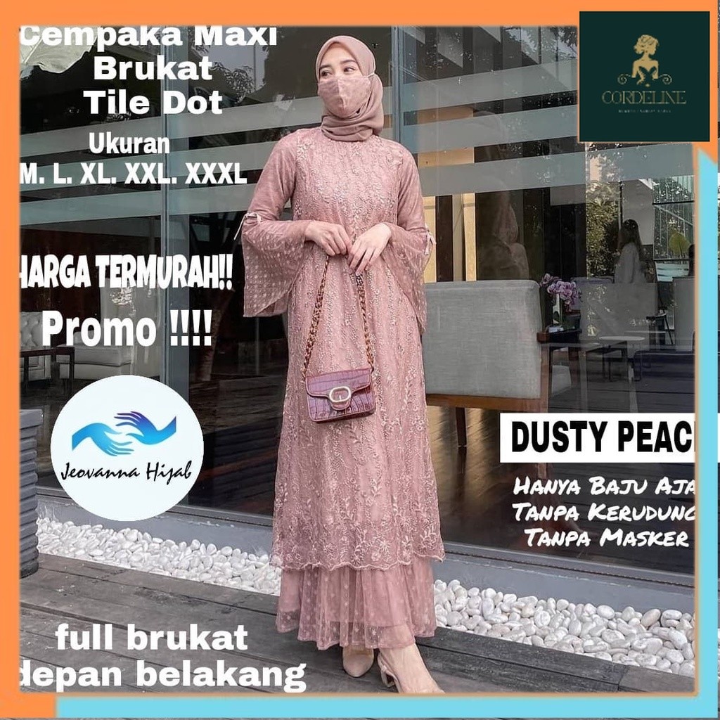 Gamis CEMPAKA brokat tile mutiara JUMBO / Gamis wanita brokat / Gamis brokat muslimah / Gamis Pesta 