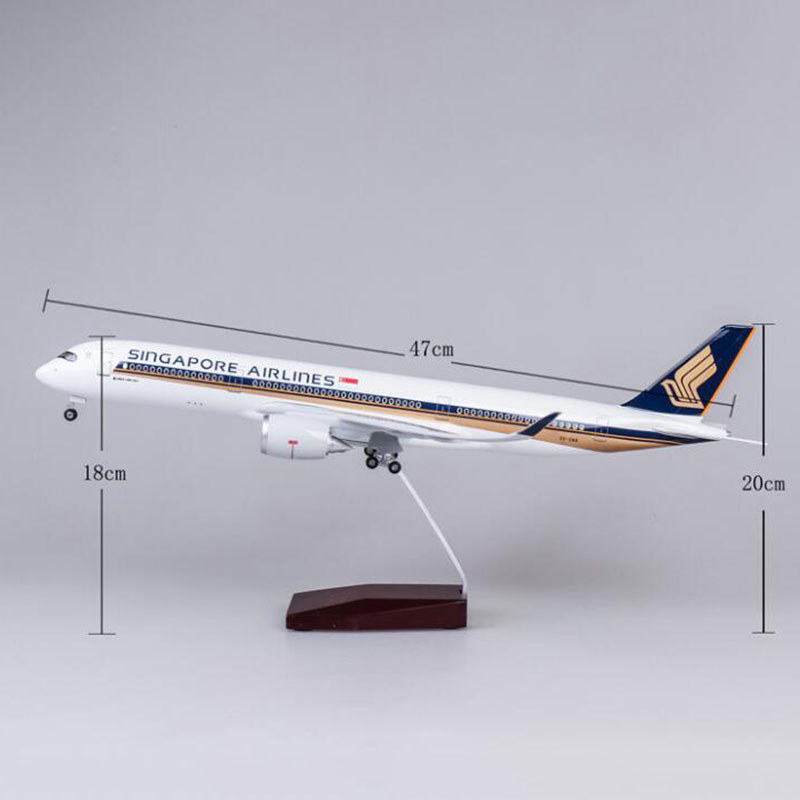 47CM 1/142 Skala Pesawat Airbus A350 Singapore Airlines Model W Lampu & Roda Diecast Resin Plastik P
