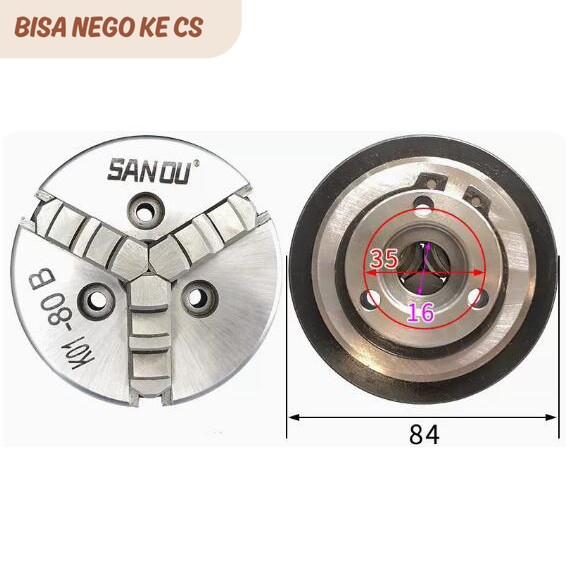 TTS Mini Wood Lathe Chuck 80mm SANOU Brand 3 Jaw Lathe Chuck K01-80B Self-Centering Type Mini Chuck 