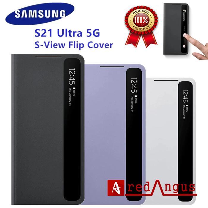 Flip Clear View Cover Case Samsung S21 Ultra S21Ultra Original 100% - Hitam, Samsung S21+ Terlaris