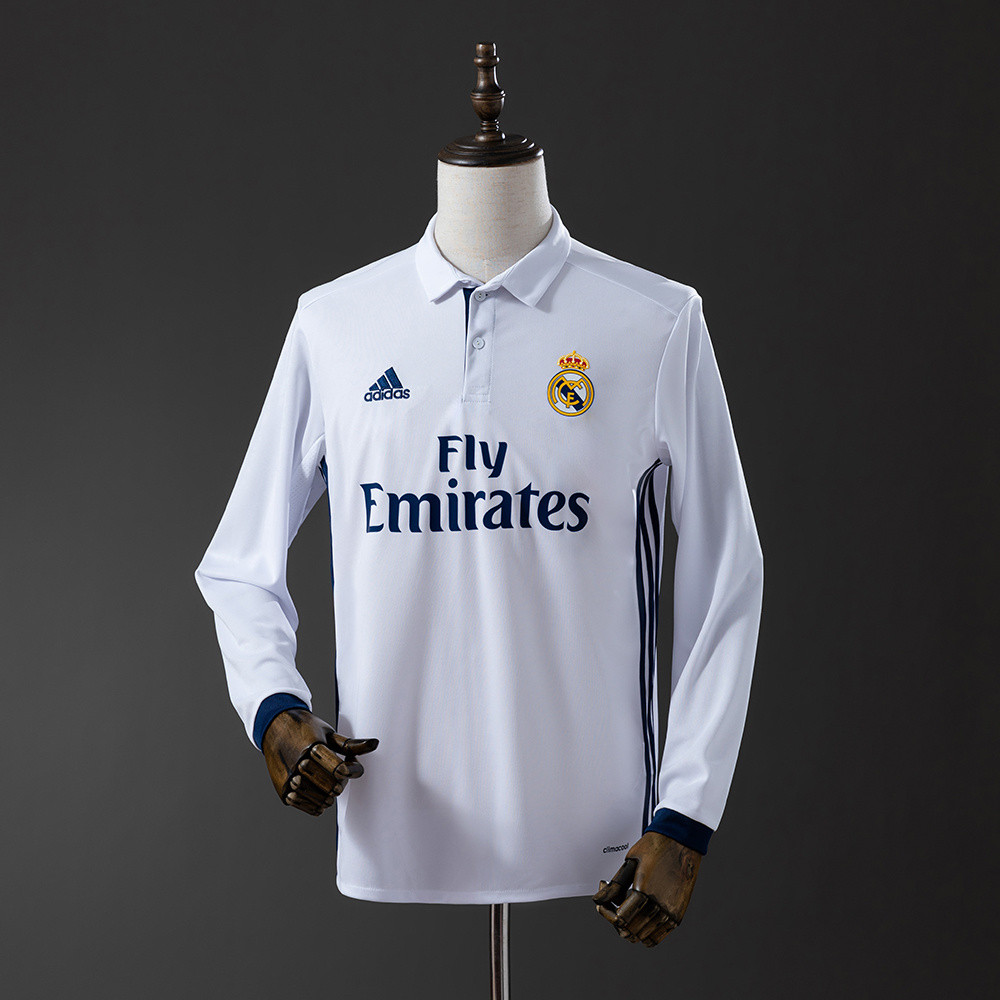 Jersey Real Madrid 16/17 Home Long Sleeve Retro T shirt pria