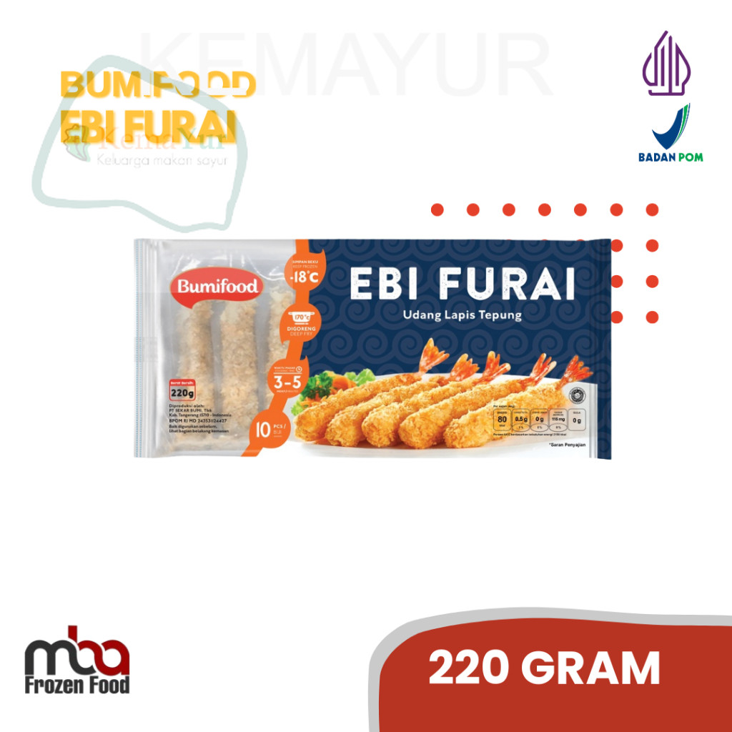 Ebi Furai / Ebi Fry MITRAKU 220gr  /Siomay /Ikan /Nugget /Dimsum /Frozenfood /Makananringan /Camilan