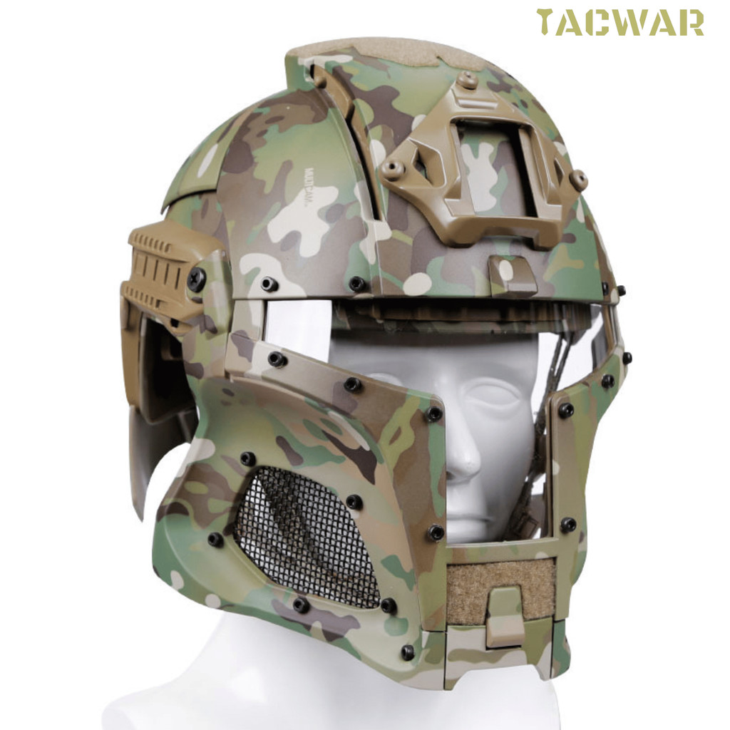 Meeval Iron Warrior Airsoft Helmet for Cosplay, Tactical Helmet Full Face with Visor Goggles For Hun