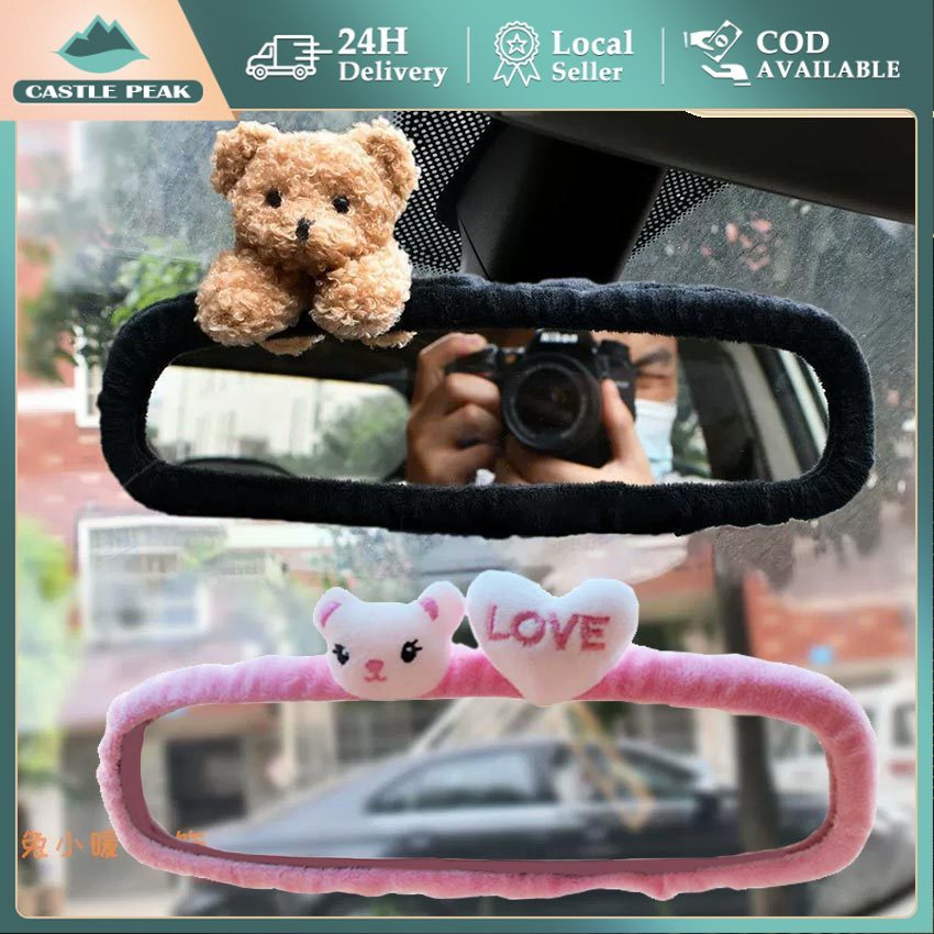 Dekorasi Spion Mobil Tutup Motif Bear Kitten Lucu - Dekorasi Kaca Spion Mobil Kartun Pendek Yang Luc
