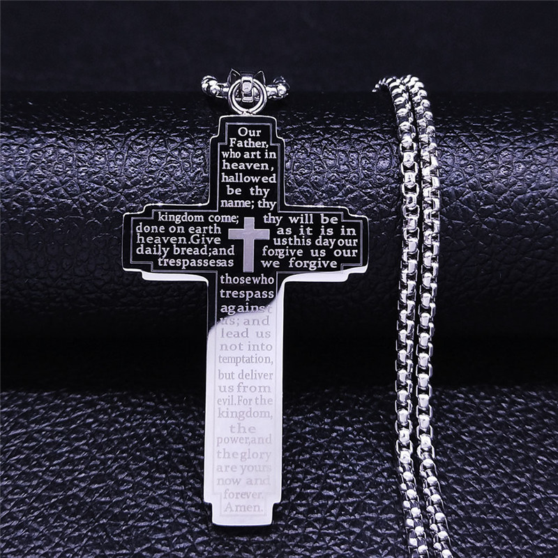 European and American New Style Bible Cross Pendant Titanium Steel Necklace Men's Retro Hip-Hop Nich