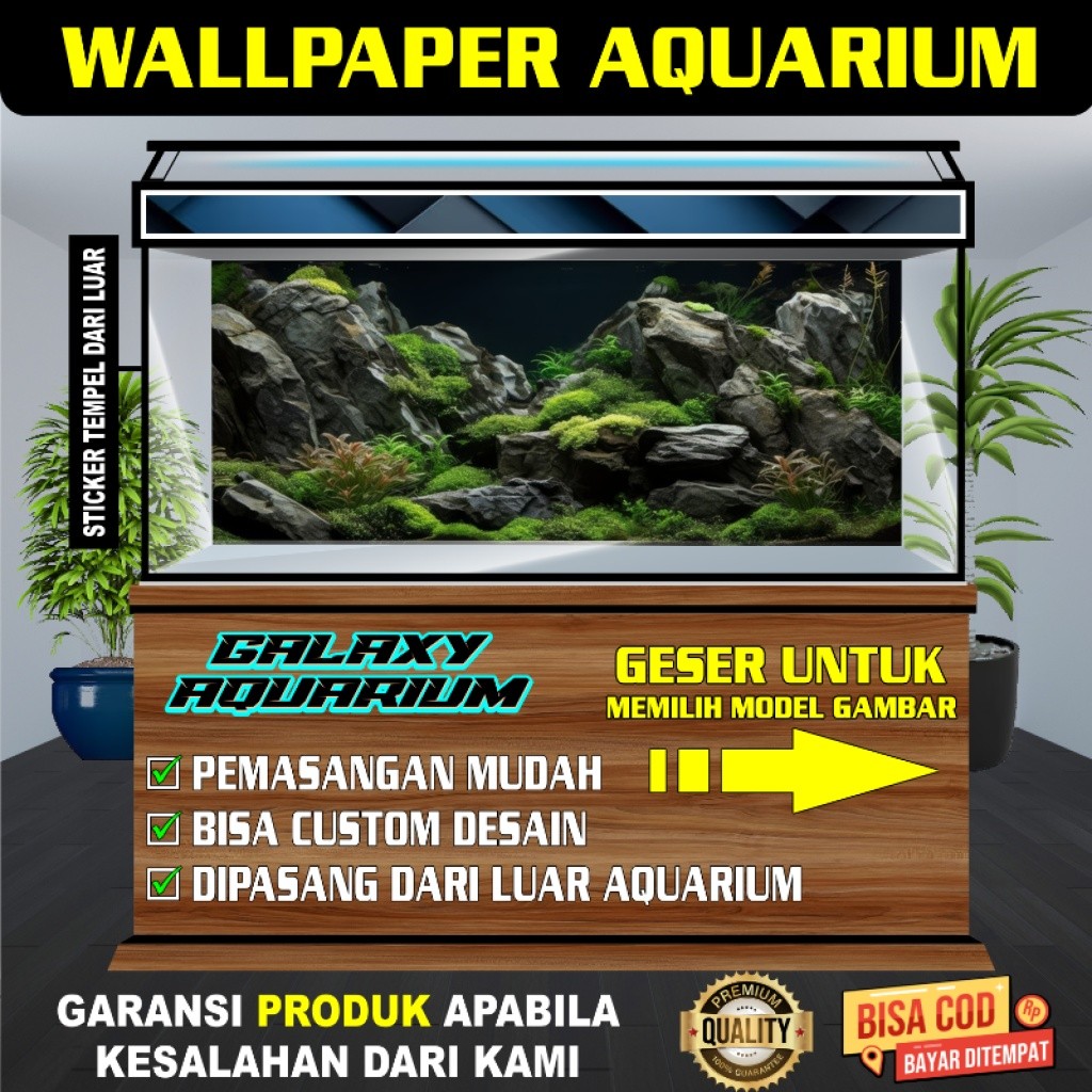 sticker aquarium wallpaper background aquarium 3d belakang hiasan aquarium aquaspace