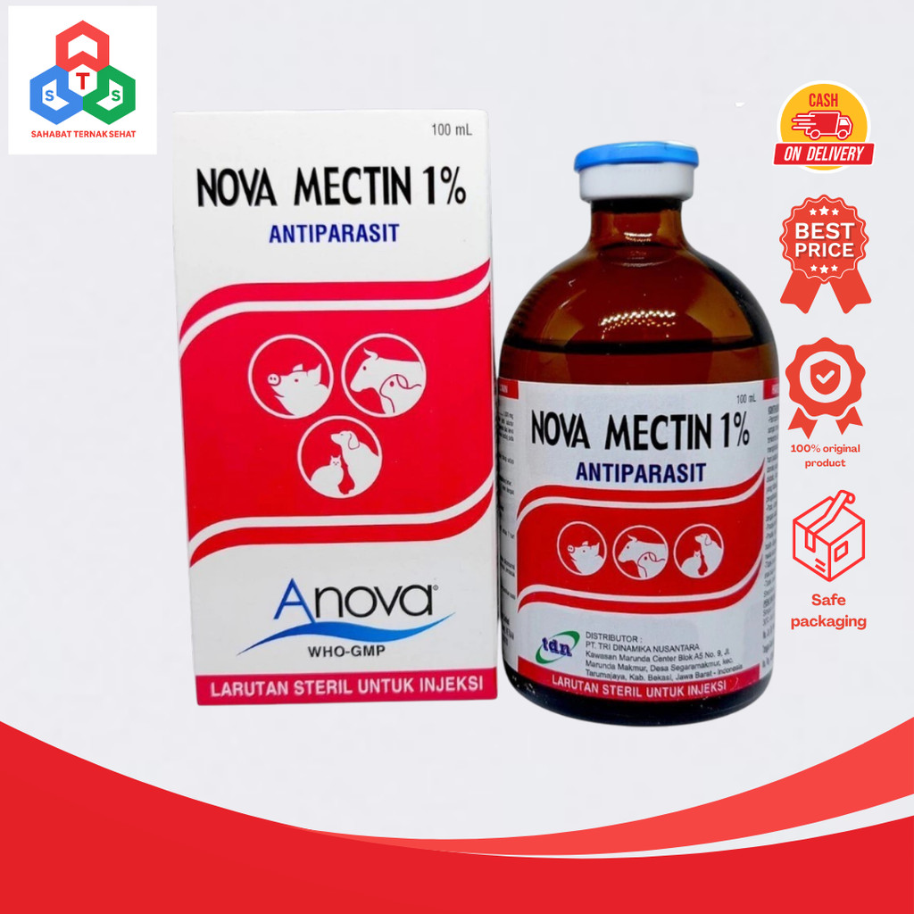 NOVA MECTIN 1% Triple M- Obat ANTIPARASIT (cacing/gudeg) pada HEWAN