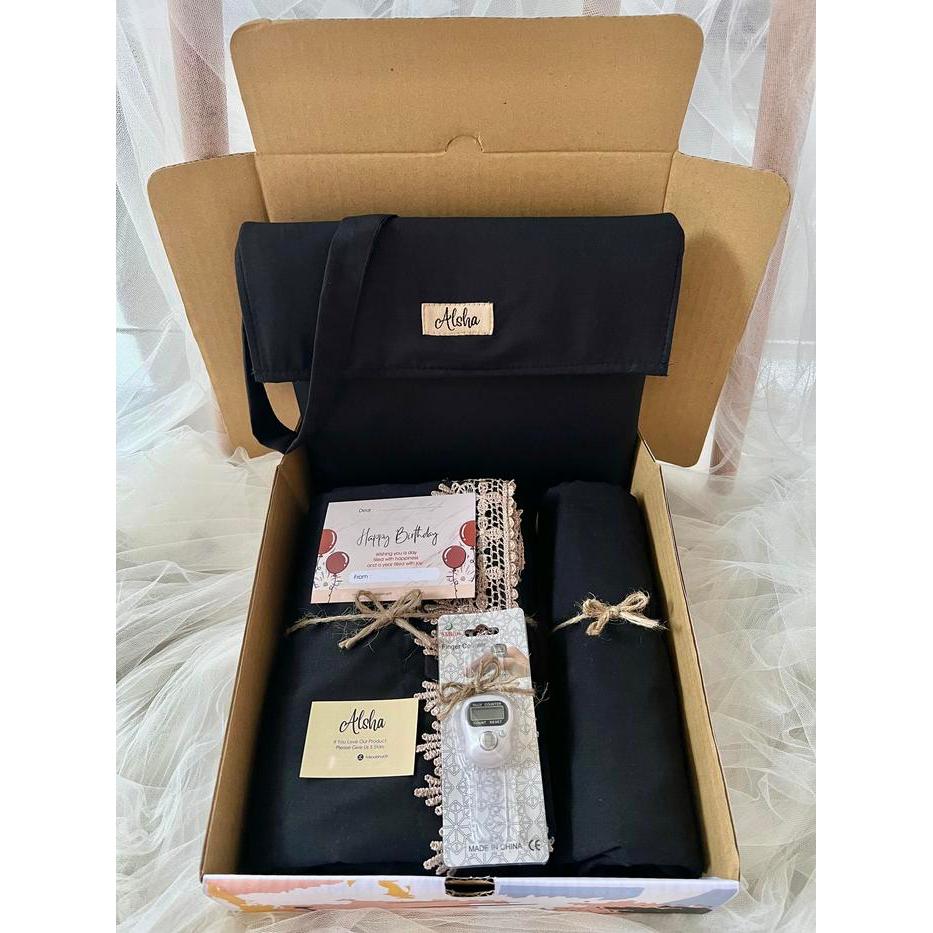 Hamper Mukena Dewasa Kado Mukenah Sultan 2 in 1 Gift Box - Hitam, Graduation