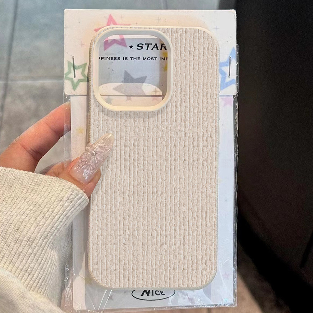 INS Leather Case HP for IPhone 17 13 11 16 15 14 12 Pro Max XR 13 Pro X XS MAX Chanel-inspired Knitw