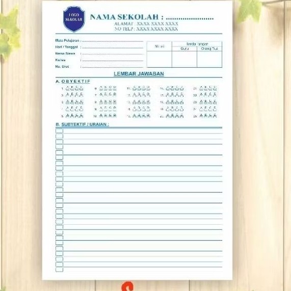 Lembar Jaban/ LJK sis / Kertas Jaban Ujian/Form HVS     Berkualitas