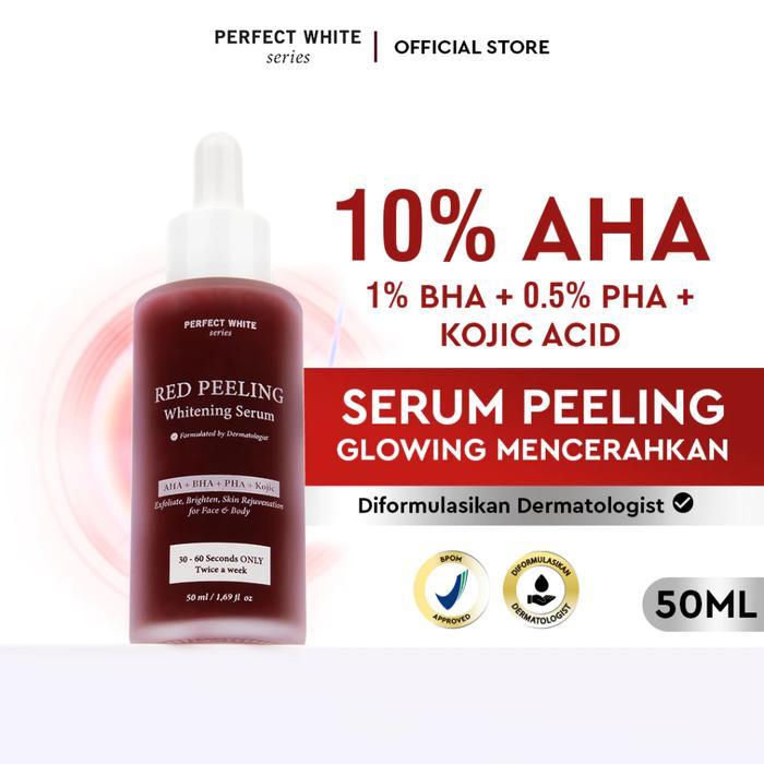 PERFECT WHITE Red Peeling Whitening Serum 10% AHA BHA PHA Kojic Acid 50ml | Face and Body Essence Ek