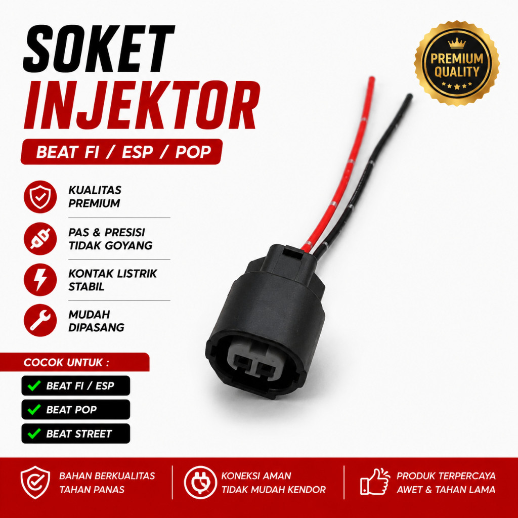 Soket Injektor Beat FI ESP Pop Socket Injektor 2 Pin Beat FI Beat Pop Beat Street Konektor Injektor