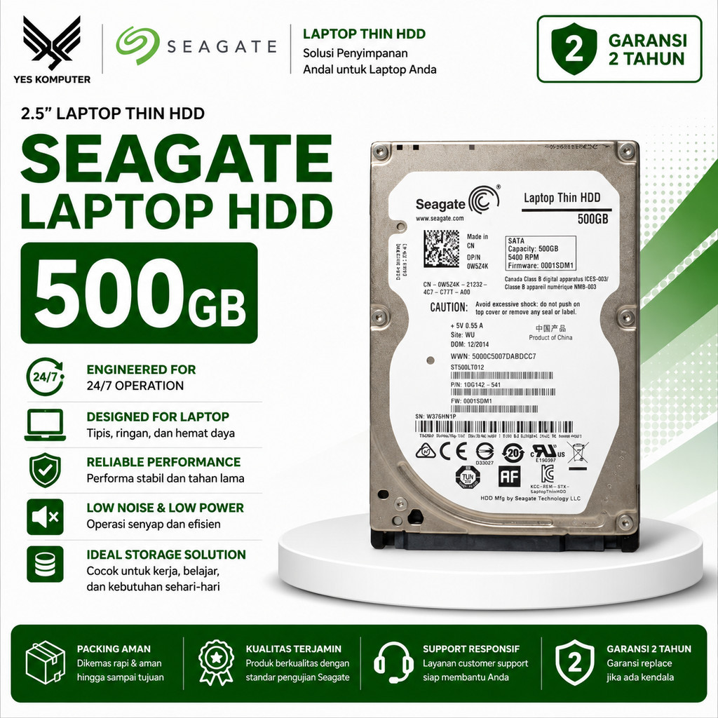 Hardisk Seagate Laptop Thin 500GB 2.5 Inch SATA Internal Original Garansi 2 Tahun