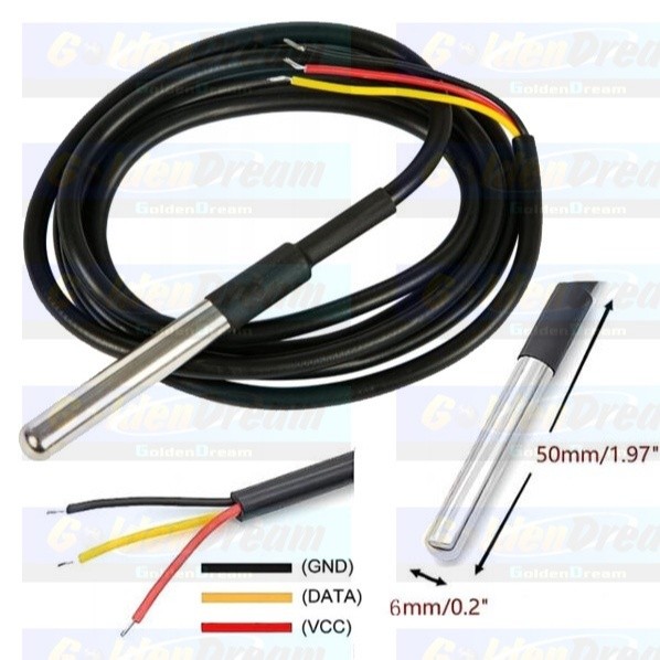 GRD - Sensor Waterproof Temperature Probe DS18B20 Stainless Steel Pengukur Suhu Temperatur Kabel