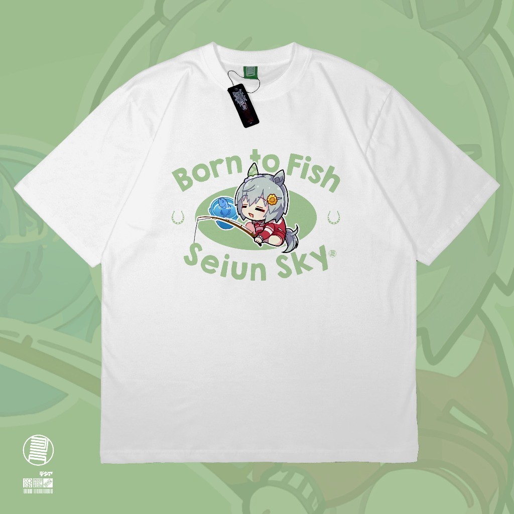 POP DJA Kaos Seiun Sky Born to Fish Mancing Mania Umamusume Uma Musume Pretty Derby T-Shirt Manga An