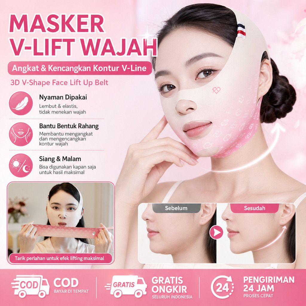 Diskon + COD/Masker V-Lift Wajah/3D V Shape Face Lift Up Belt/Masker Wajah V/Perawatan Angkat Kencan