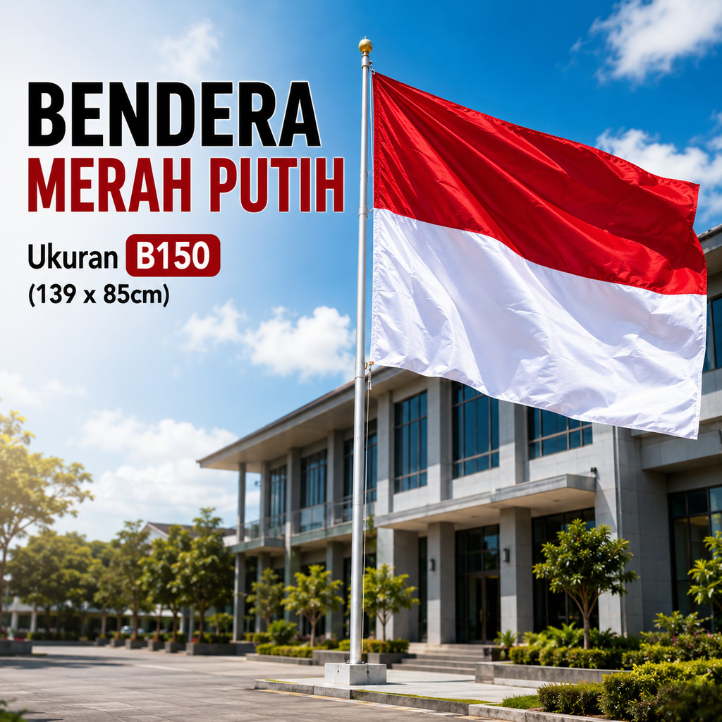 Bendera Satin Merah Putih Kain Tebal Jahitan Kuat Siap Pasang Rapi Tali Kain Kuat Tahan Angin untuk 