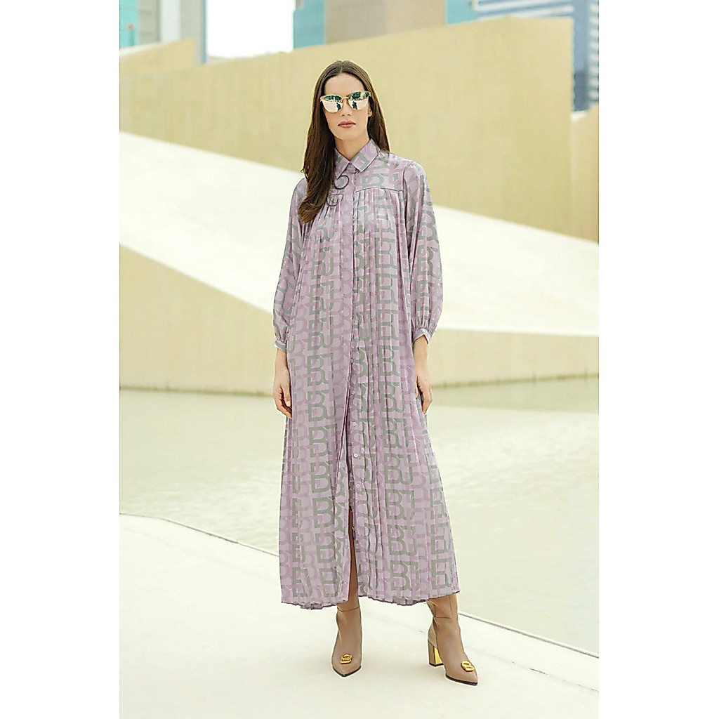 BENANG JARUM - Monogram Pleated Shirt Dress (S)
