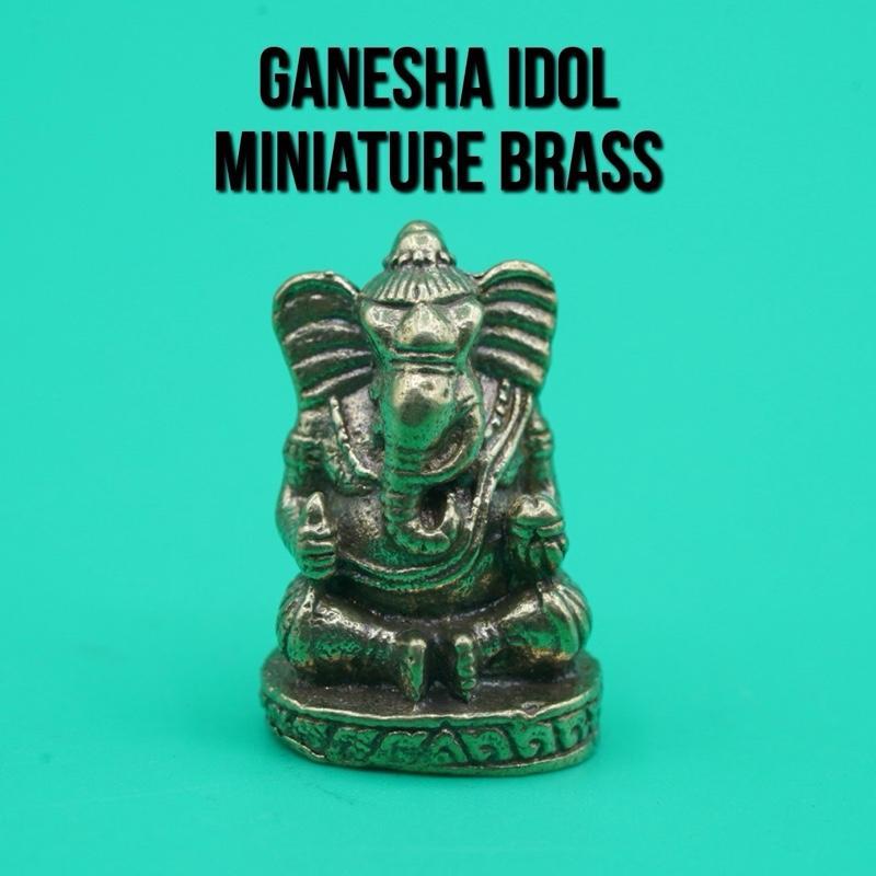 Small Brass Ganesha Idol Amulet Kuningan Miniature Statue Art Cooper Monopoly Monopoli Pion Mainan P