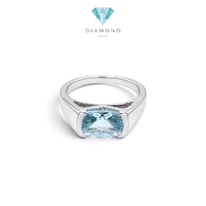 Cushion Aquamarine Ring / Cincin Cushion Aquamarine / Diamond Jewelry / GR0052460