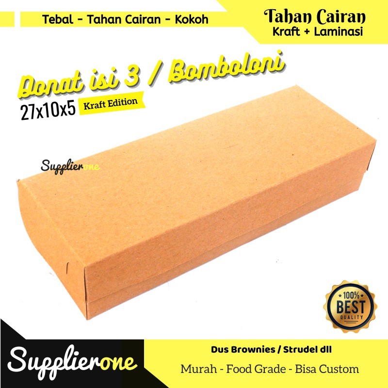 Box Donat / Dus Donat / Kemasan Donat / Dus Bandeng / Dus Bomboloni / Donat isi 3 Tahan Minyak