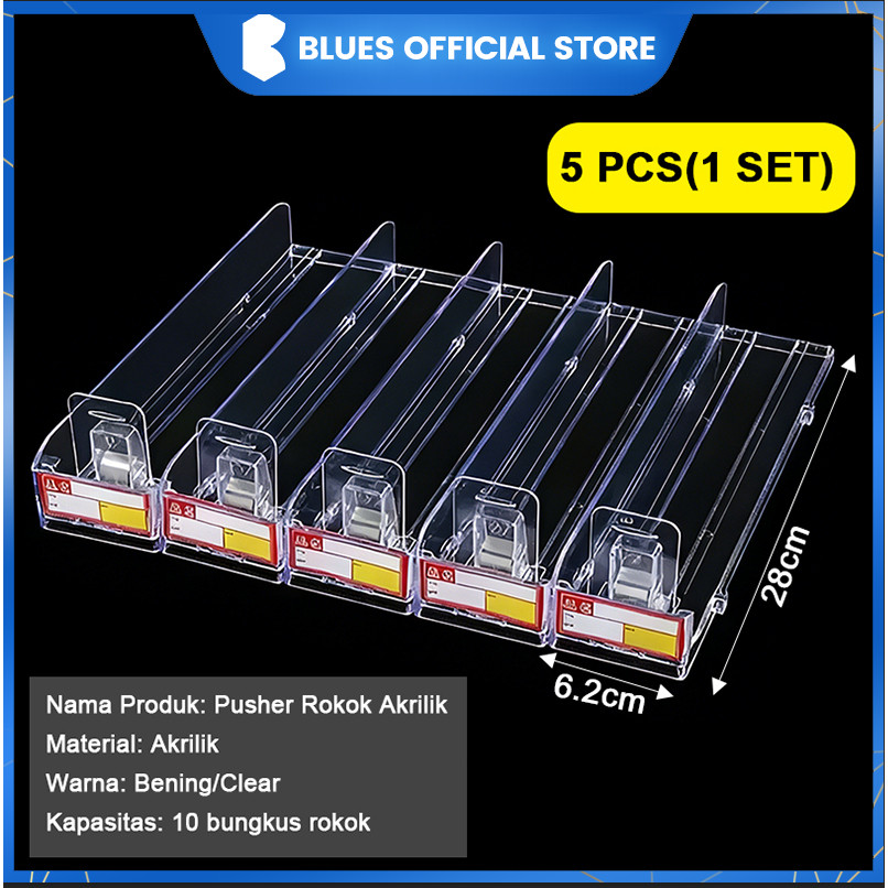 JANGANLIRIK Ready Stock Rak Pusher Display Acrylic Otomatis / Tempat Rokok / 5 Baris Rak Rokok Akril