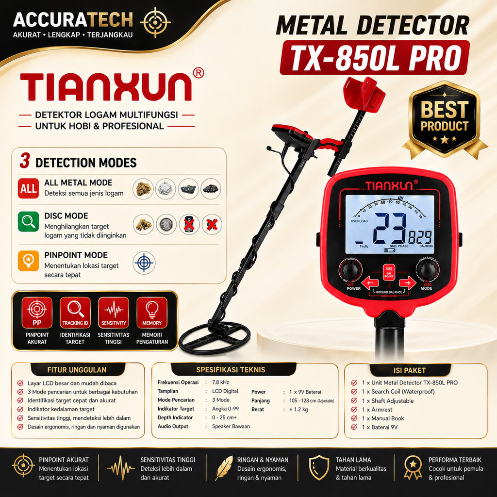 [READY STOCK][KIRIM SETIAP HARI] ORIGINAL TIANXUN TX850 METAL DETECTOR UNDERGROUND ALAT PENCARI EMAS