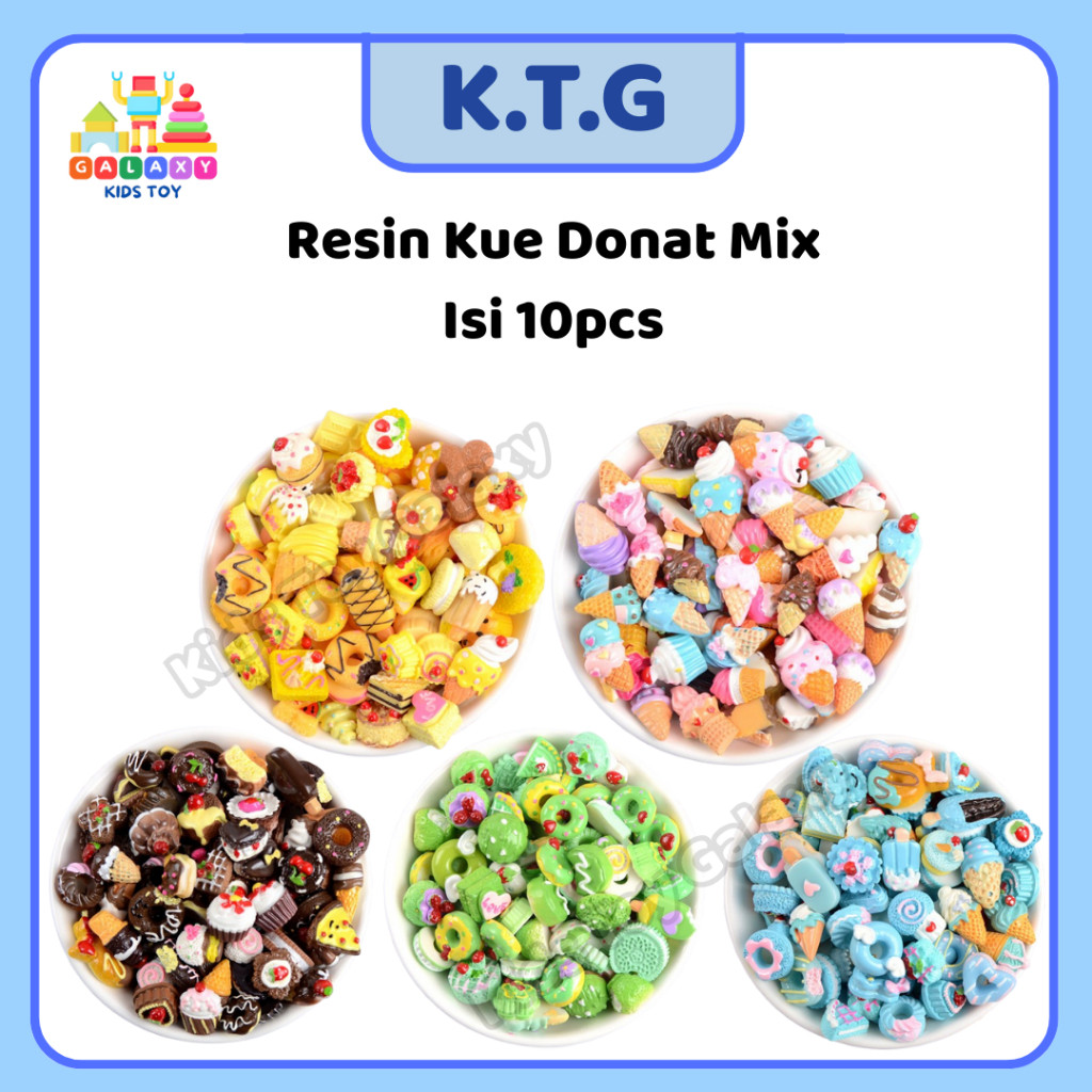 (READY STOK) Resin Kue Donat  1pack isi 10pcs Permen Es krim Mix | Miniatur Dollhouse | DIY Project 