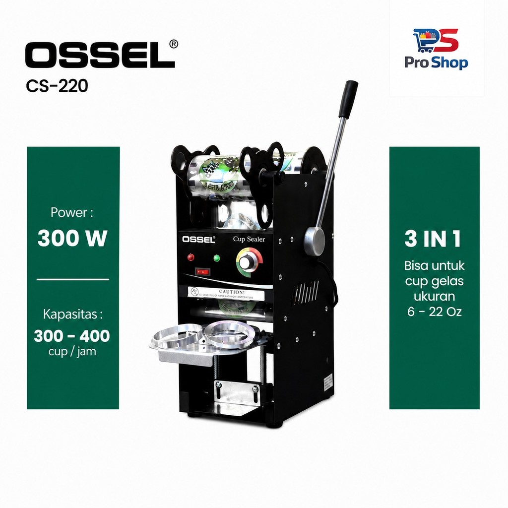 OSSEL Mesin Cup Sealer 22OZ Cup Sealer Gelas 22 Oz Tutup Gelas Plastik OSSEL