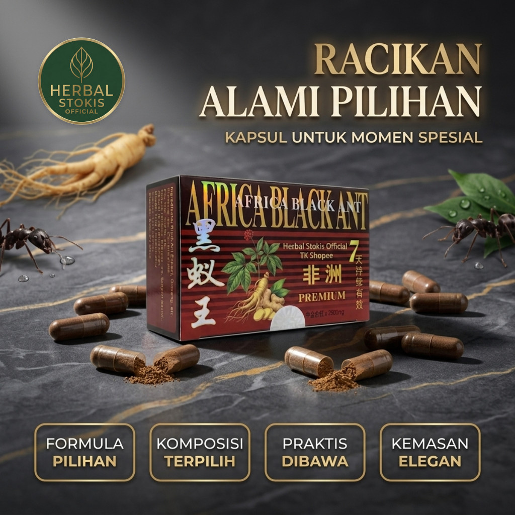AFRICA BLACK ANT PREMIUM II SEMUT HITAM Herbal Daily Formula (30 Kapsul) – Racikan Herbal Unggulan