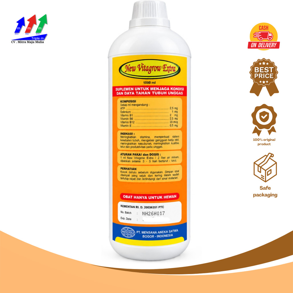 NEW VITAGROW EXTRA 1 liter ATP Vitamin Mineral Pertumbuhan Ayam Unggas