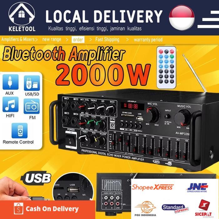 Amplifier kerndy Bluetooth 5.3 EQ Audio MAX Channel 2.1 Full Bass Subwoofer Amplifier Karaok Home Th