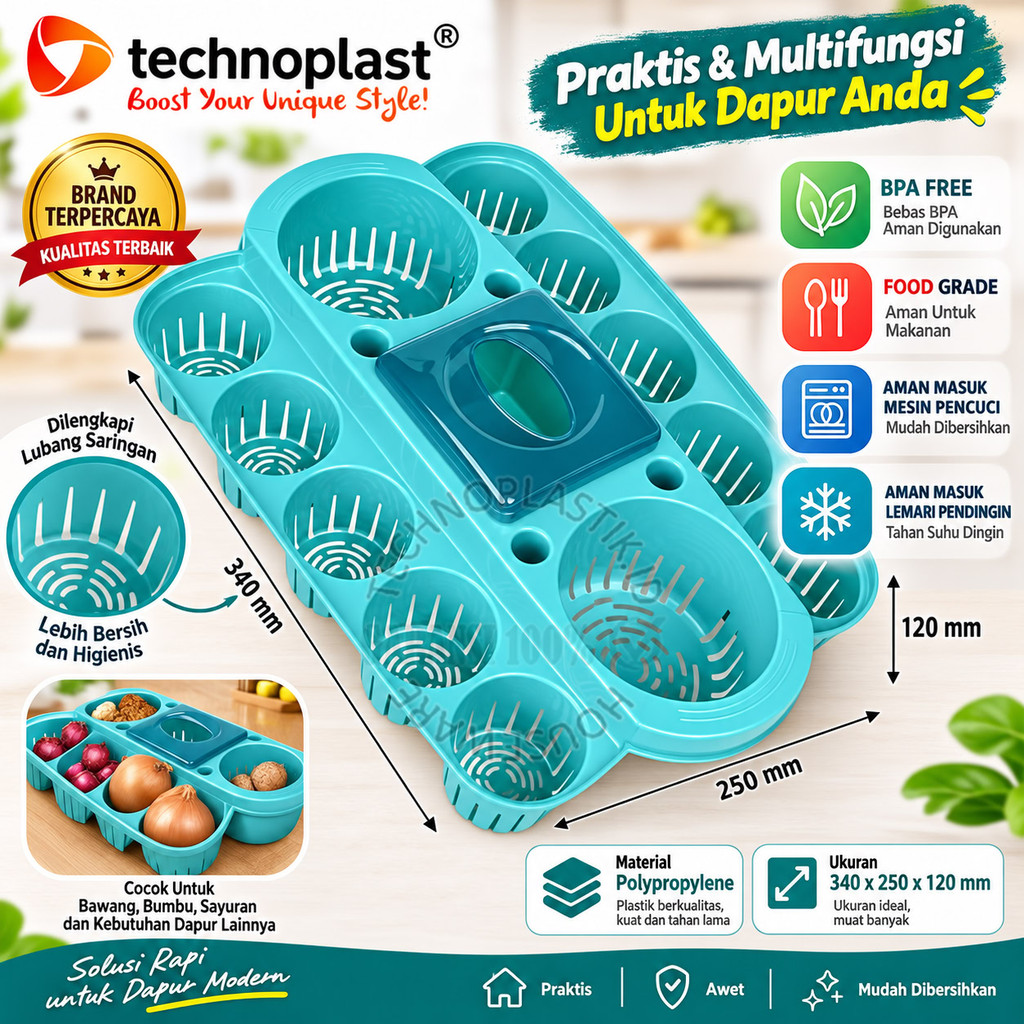 TECHNOPLAST Monochrome Water Snack Serving Set | Tempat Rak Aqua Toples