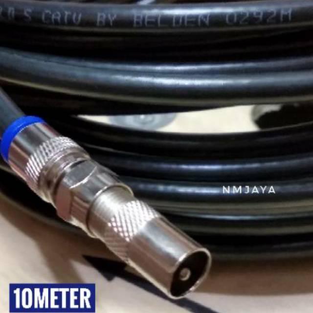 Kabel TV RG 6 Kabel TV 10 meter Kabel Antena Belden RG6 Siap Pakai Konektor Male to Male - 10meter, 