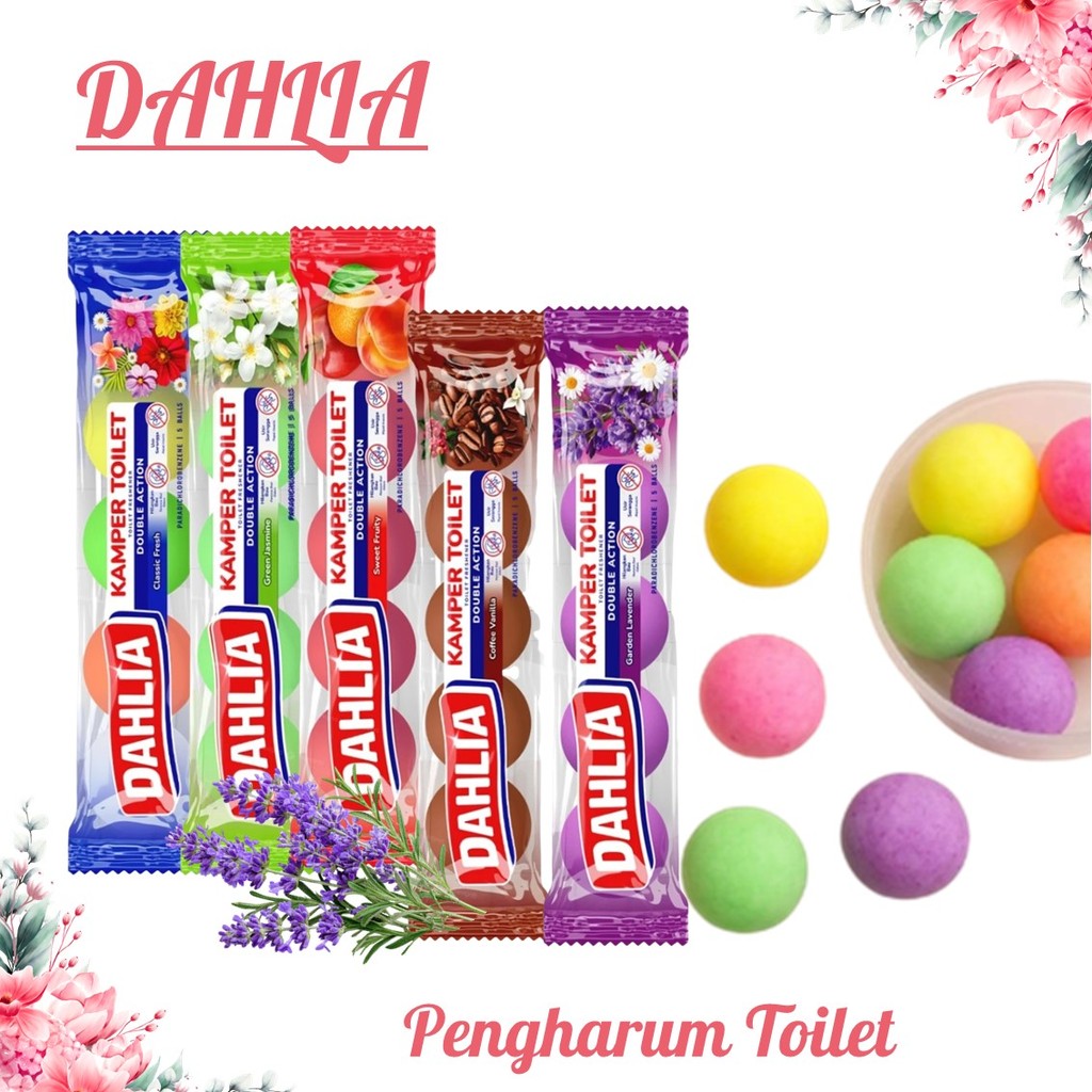HARGA GROSIR & ECERAN | Dahlia Kamper Toilet Ball Pengharum Ruangan 5pcs