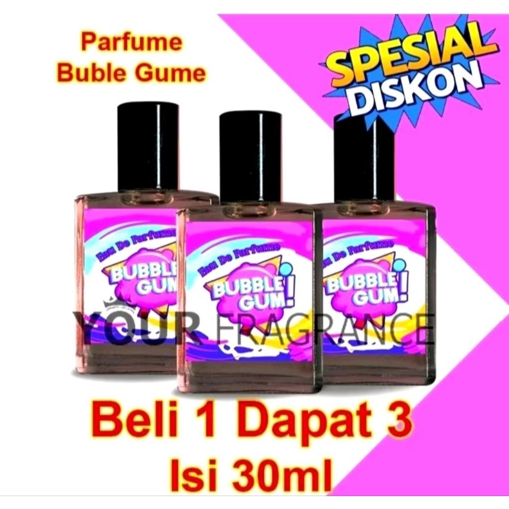 PROMO 3 BOTOLParfum Aroma Permen Karet/Bubble Gum Untuk Pria Dan Wanita/Minyak Wangi Cewe Cowo Remaj